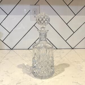 vintage crystal cut glass decanter with a diamond-style pattern wine liqueur